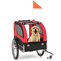 Dog Bike Trailer Foldable Pet Cart with 3 Entrances for Travel