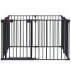 200" Adjustable Safety Gate 8 Panels Play Yard Metal Doorways Fireplace Fence Christmas Tree Fence Gate for House Stairs Gate prohibited area fence