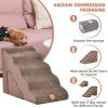 22 Inches and 11 Inches Foam Pet Stairs Set with 5-Tier and 3-Tier Dog Ramps